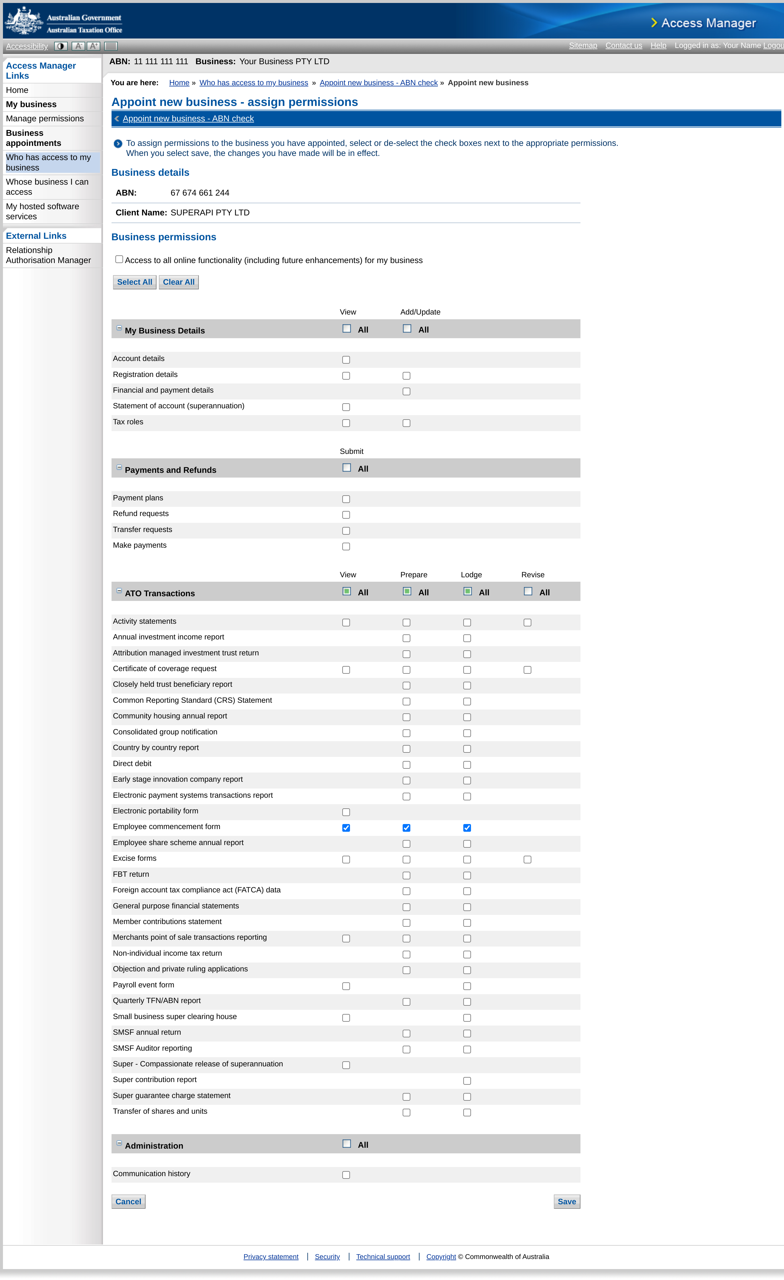 Step 4: Assign super stapling permission 'Employee Commencement Form'
