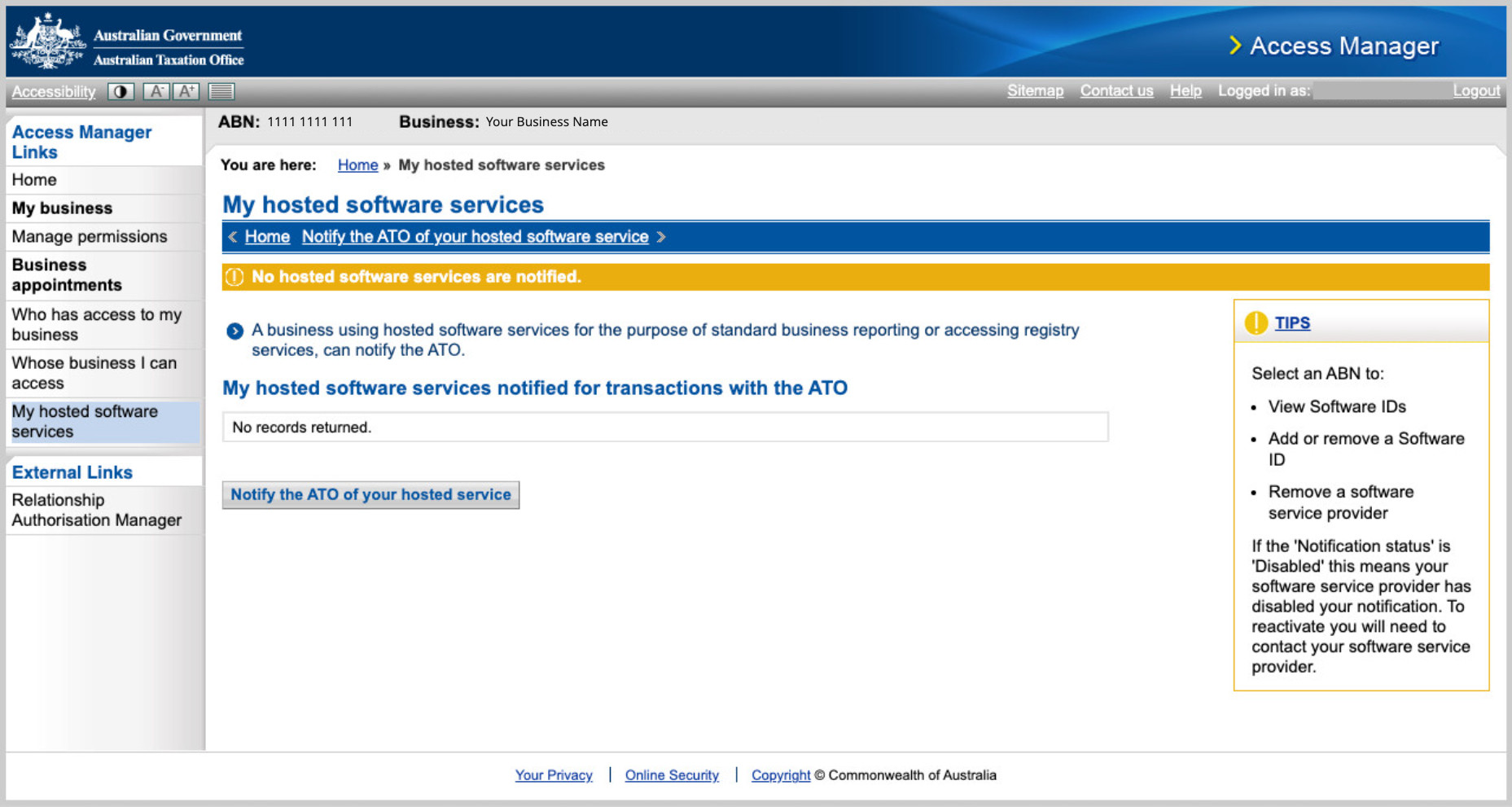 Step 3: Notify ATO of hosted service
